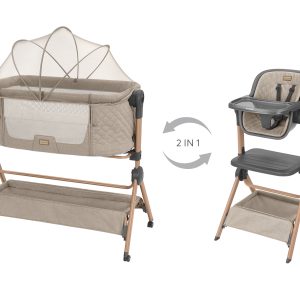 SLEAT ME BEIGE Cuna de colecho + trona 2en 1.