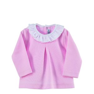 Camiseta Manga Larga Bebé Cuello Volante