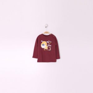 Camiseta Manga Larga Bebe Niño Color Burdeos