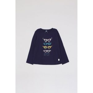 Camiseta Manga Larga con Dibujo de Gafas Street Monkey