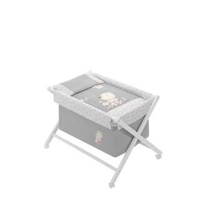 Minicuna madera tijera plegable+textil Nature-Interbaby