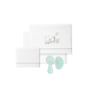 Triptico para cuna+Kit peine y cepillo Jirafa tren-D3198-Interbaby Color Blanco/Verde